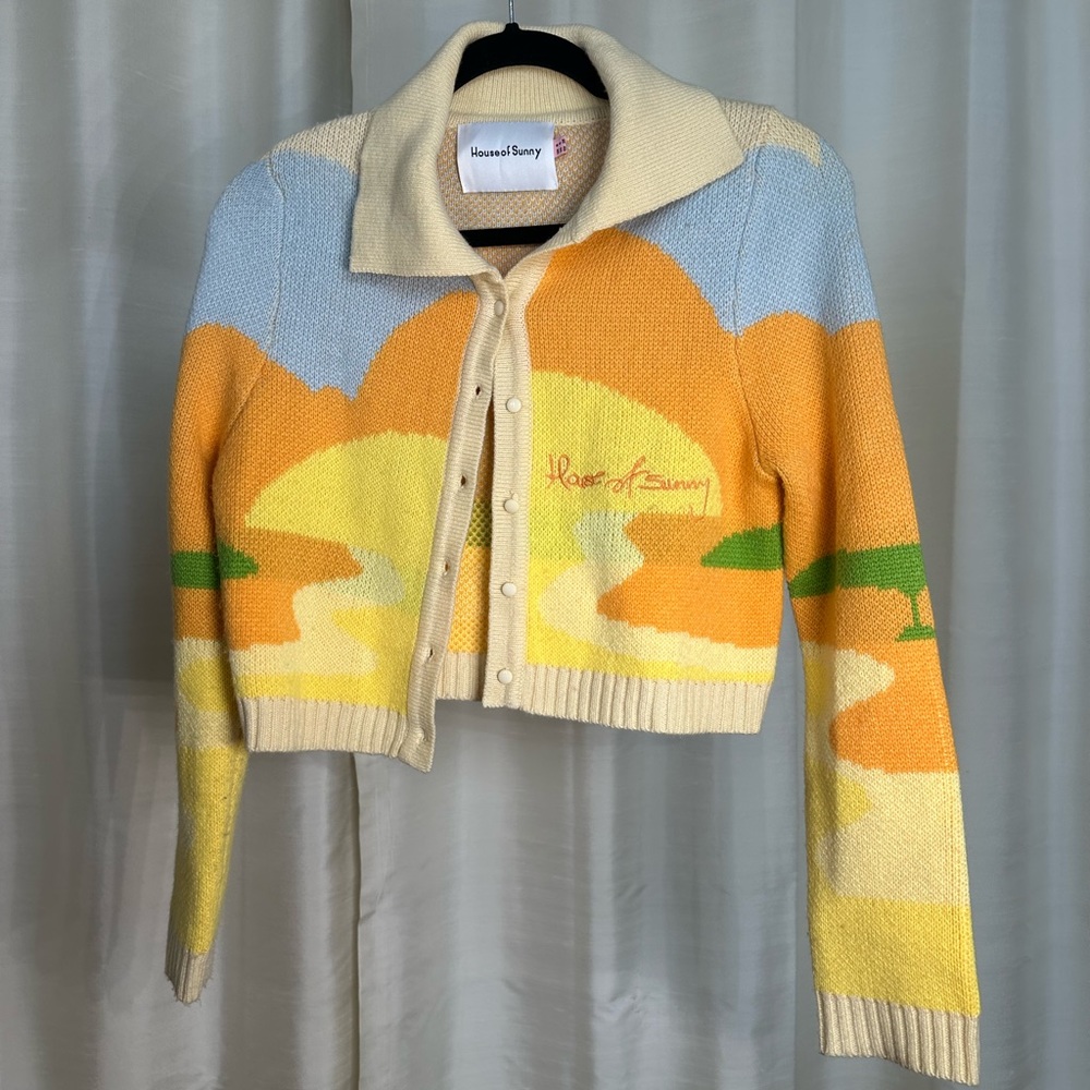 House of Sunny Orange and Yellow Cardigan Sweater
